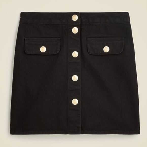 J Crew Button-front denim mini skirt Womens Size 4 Black‎ - Picture 9 of 9